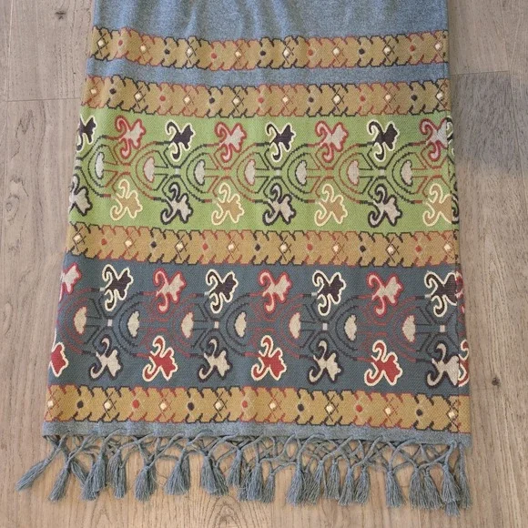 Double D Ranch Womens Linen Cotton Blend Western Aztec Blanket Maxi Skirt Sz Med